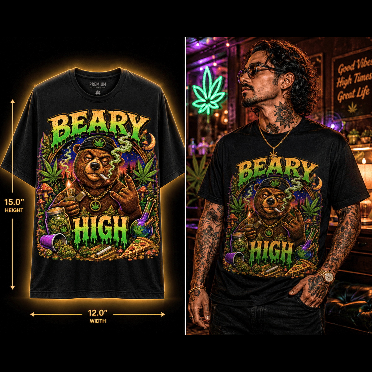 Beary High – Premium Cannabis Graphic Tee