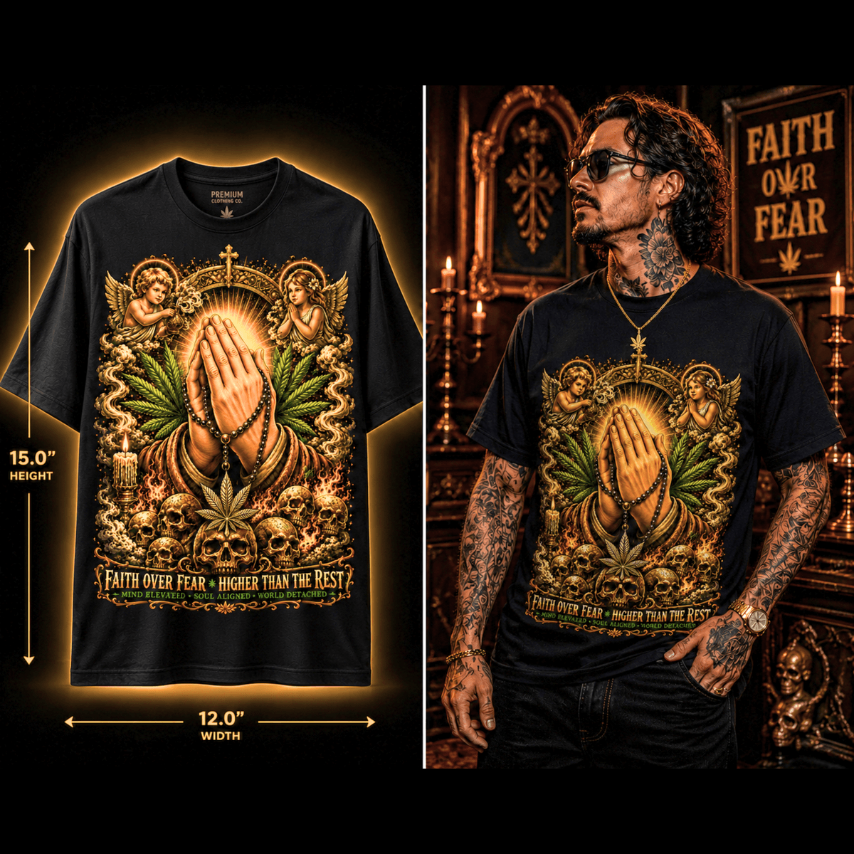 Faith Over Fear – Premium Cannabis Graphic Tee