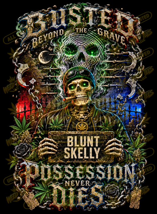 Blunt Skelly: Busted Beyond the Grave | Halloween Stoner T-Shirt