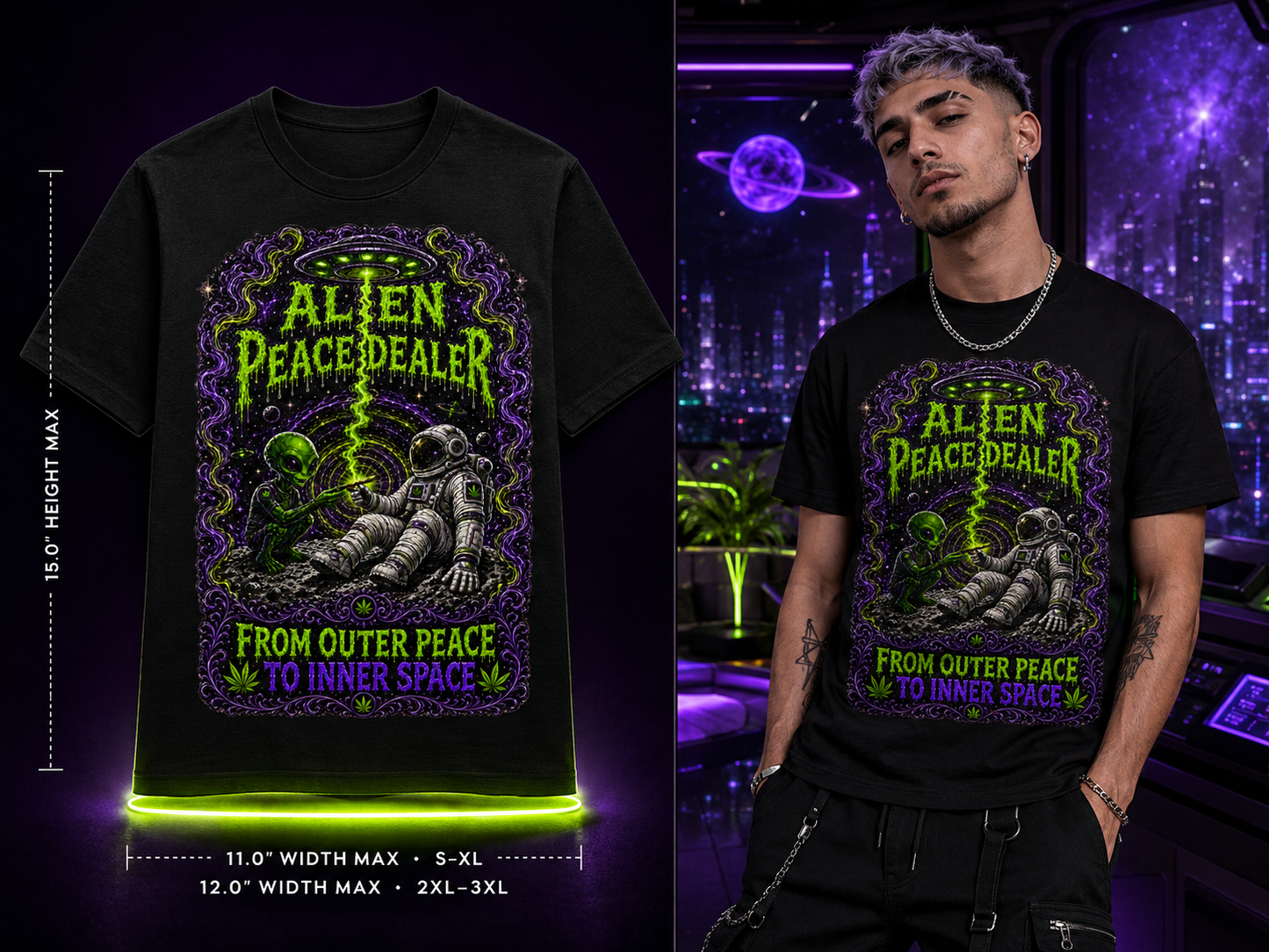 Alien Peace Dealer – Premium Cannabis Graphic Tee