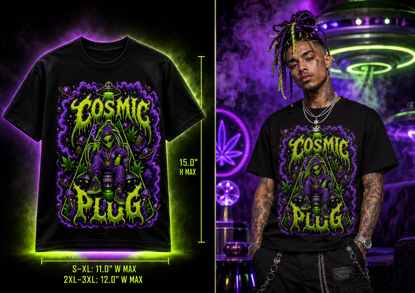 Cosmic Plug – Premium Cannabis Alien Graphic Tee