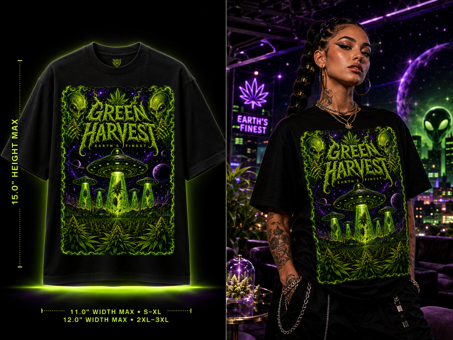 Green Harvest – Premium Cannabis Alien Graphic Tee