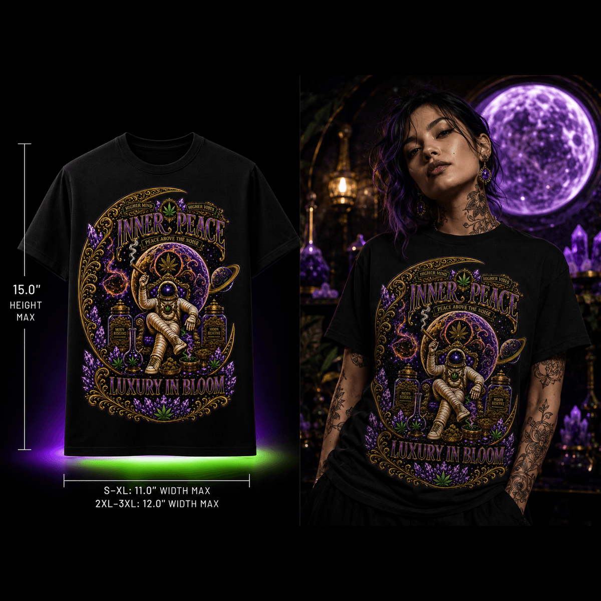 Inner Peace – Luxury in Bloom Cannabis Graphic Tee