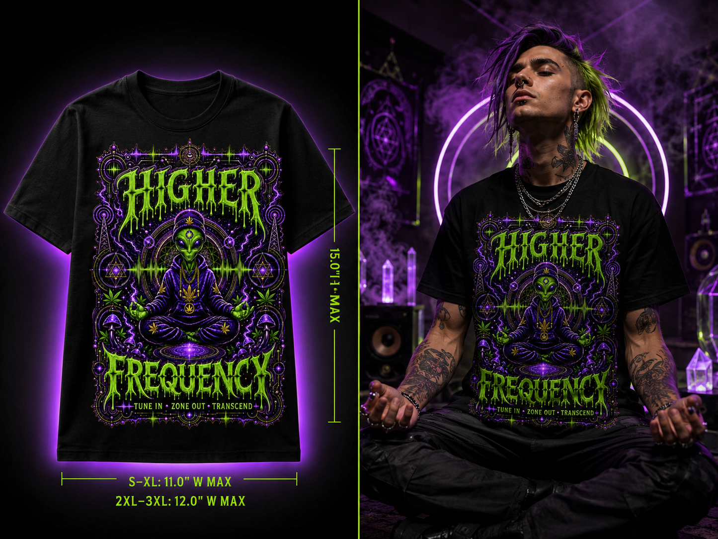 Higher Frequency – Premium Cannabis Alien Graphic Tee