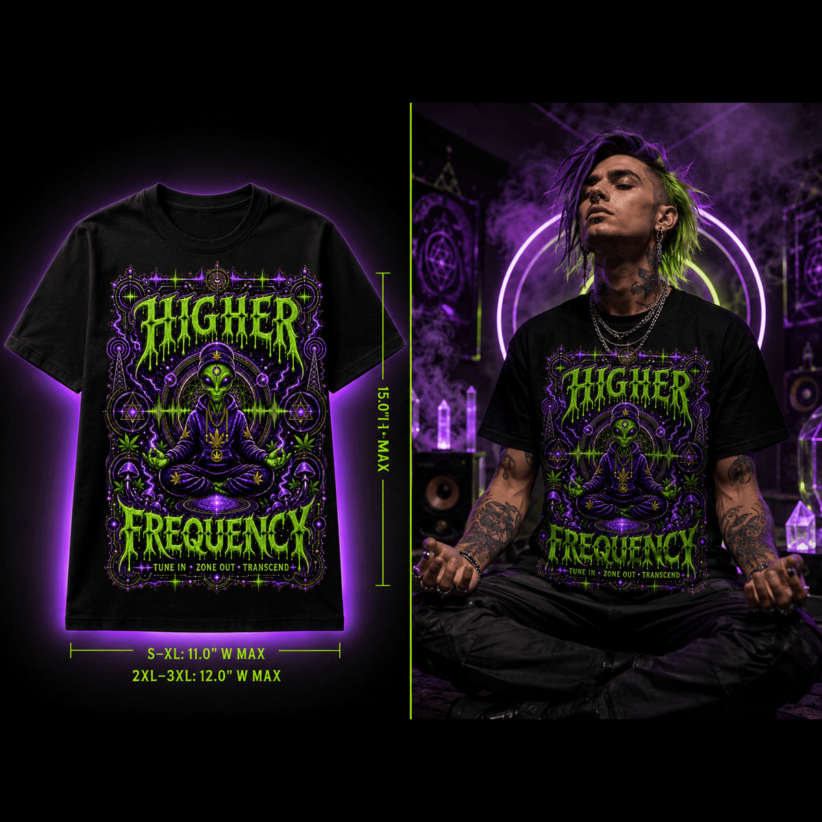 Higher Frequency – Premium Cannabis Alien Graphic Tee