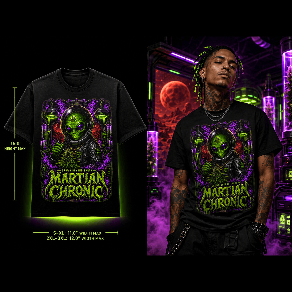 Martian Chronic – Premium Cannabis Alien Graphic Tee