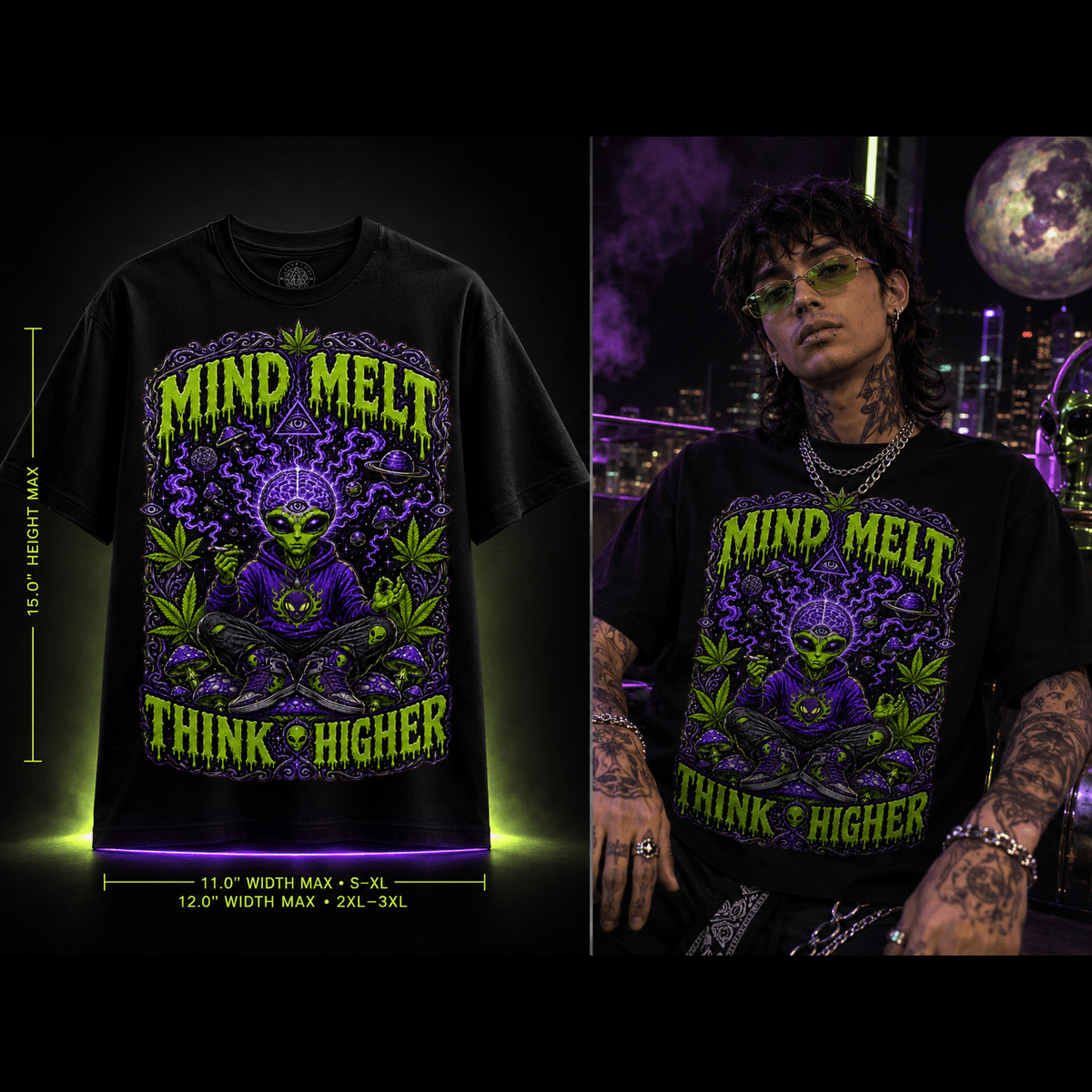 Mind Melt – Premium Cannabis Alien Graphic Tee