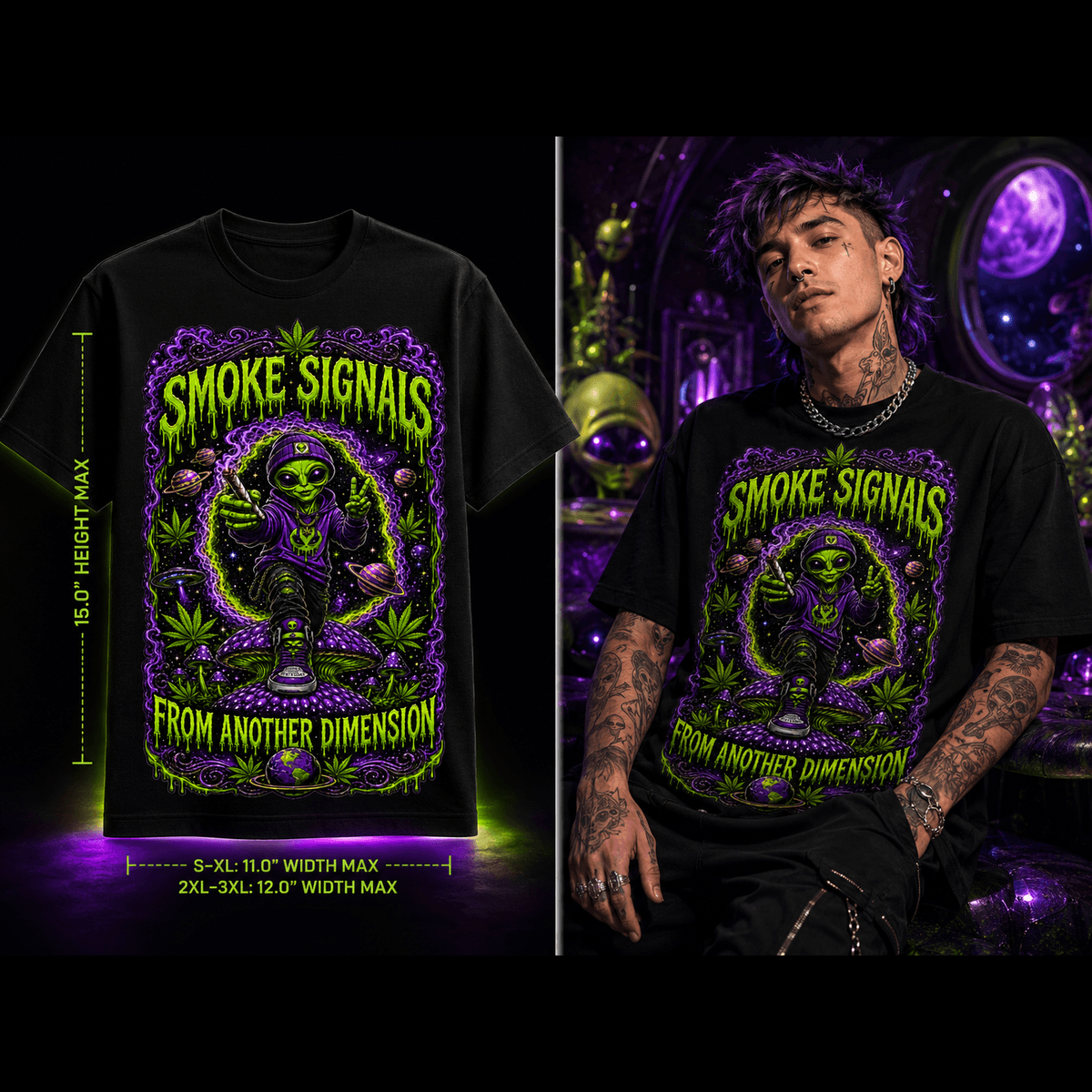 Smoke Signals – From Another Dimension Cannabis Graphic Tee