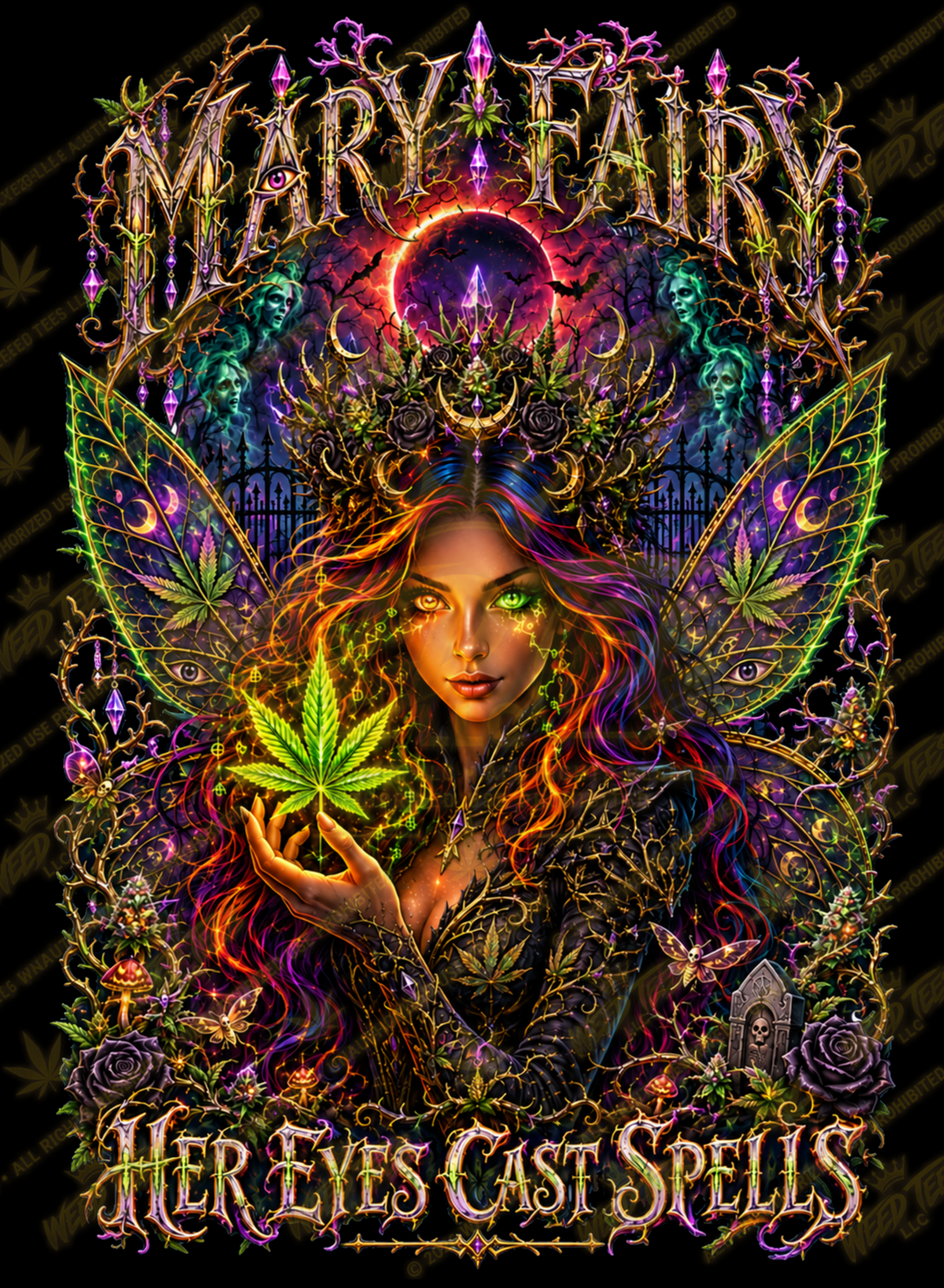 Mary Fairy: Eyes Cast Spells | Halloween Stoner T-Shirt