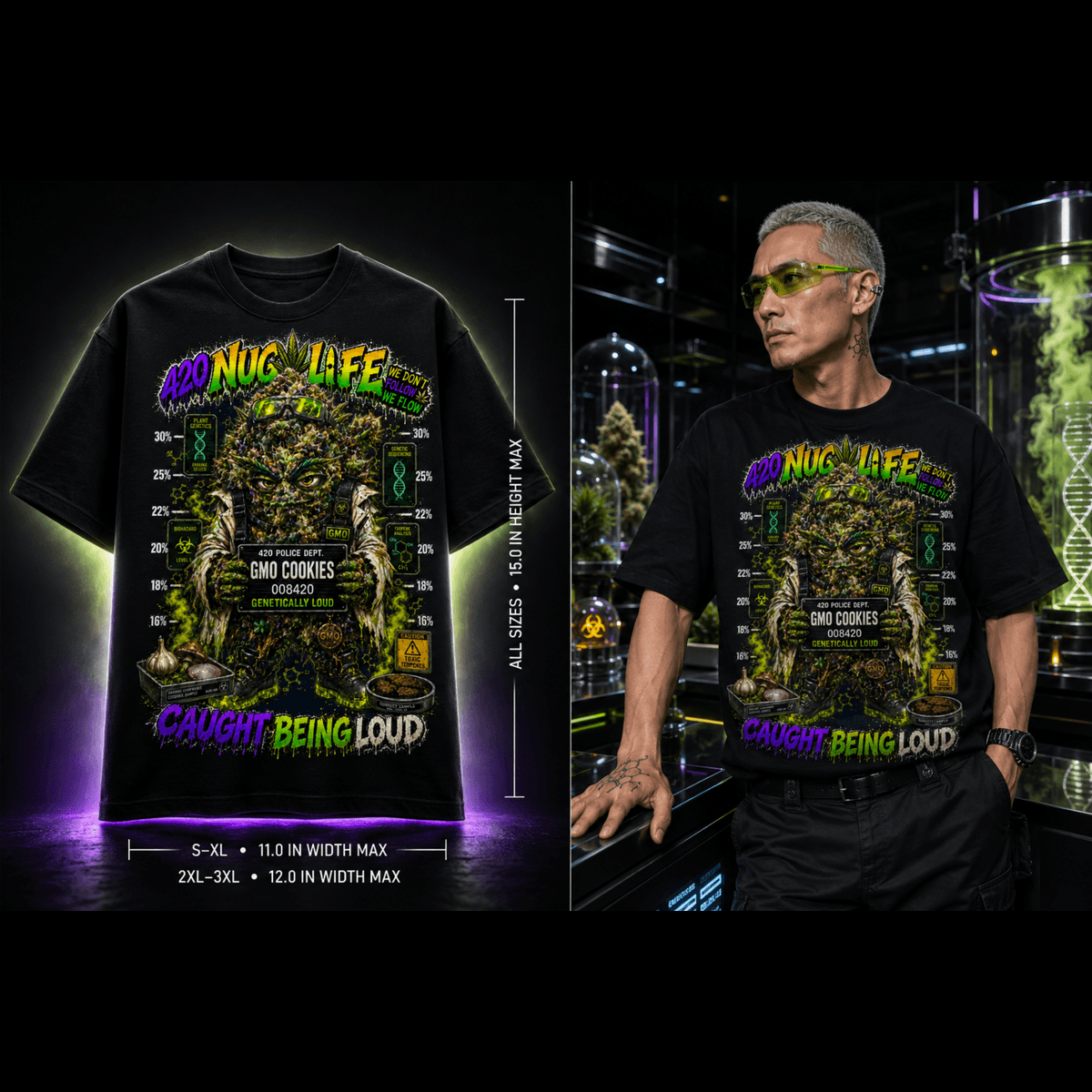 GMO Cookies – Caught Being Loud Cannabis Graphic Tee