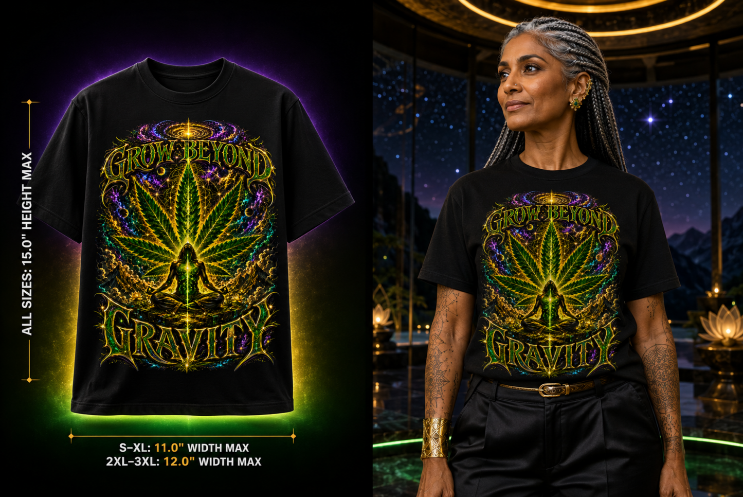 Grow Beyond Gravity Cannabis Graphic Tee