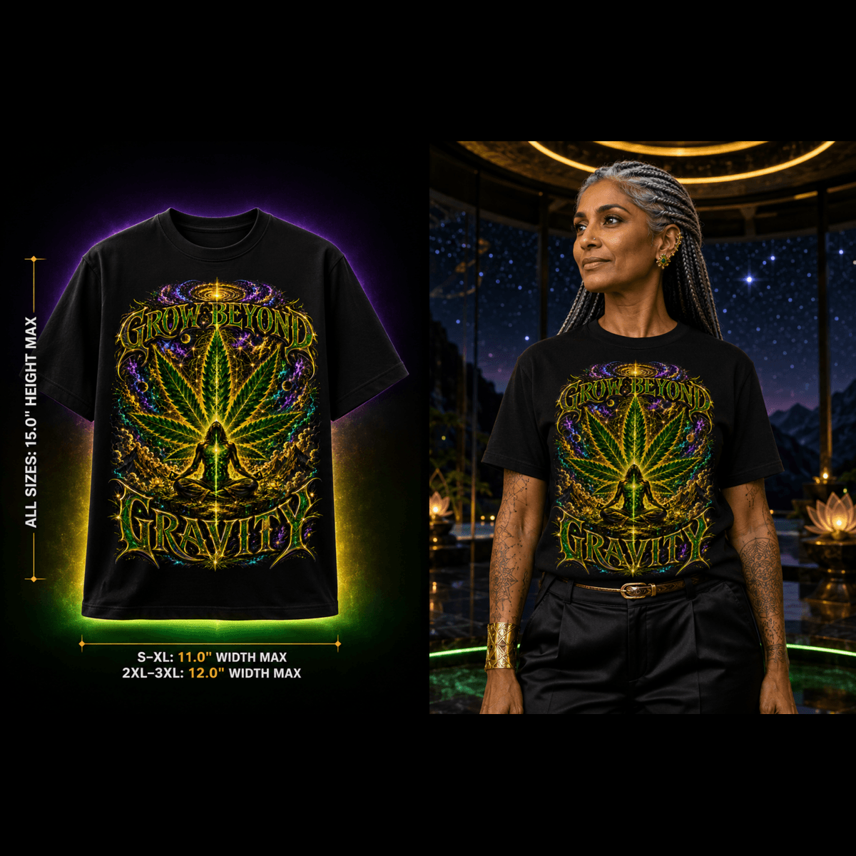 Grow Beyond Gravity Cannabis Graphic Tee