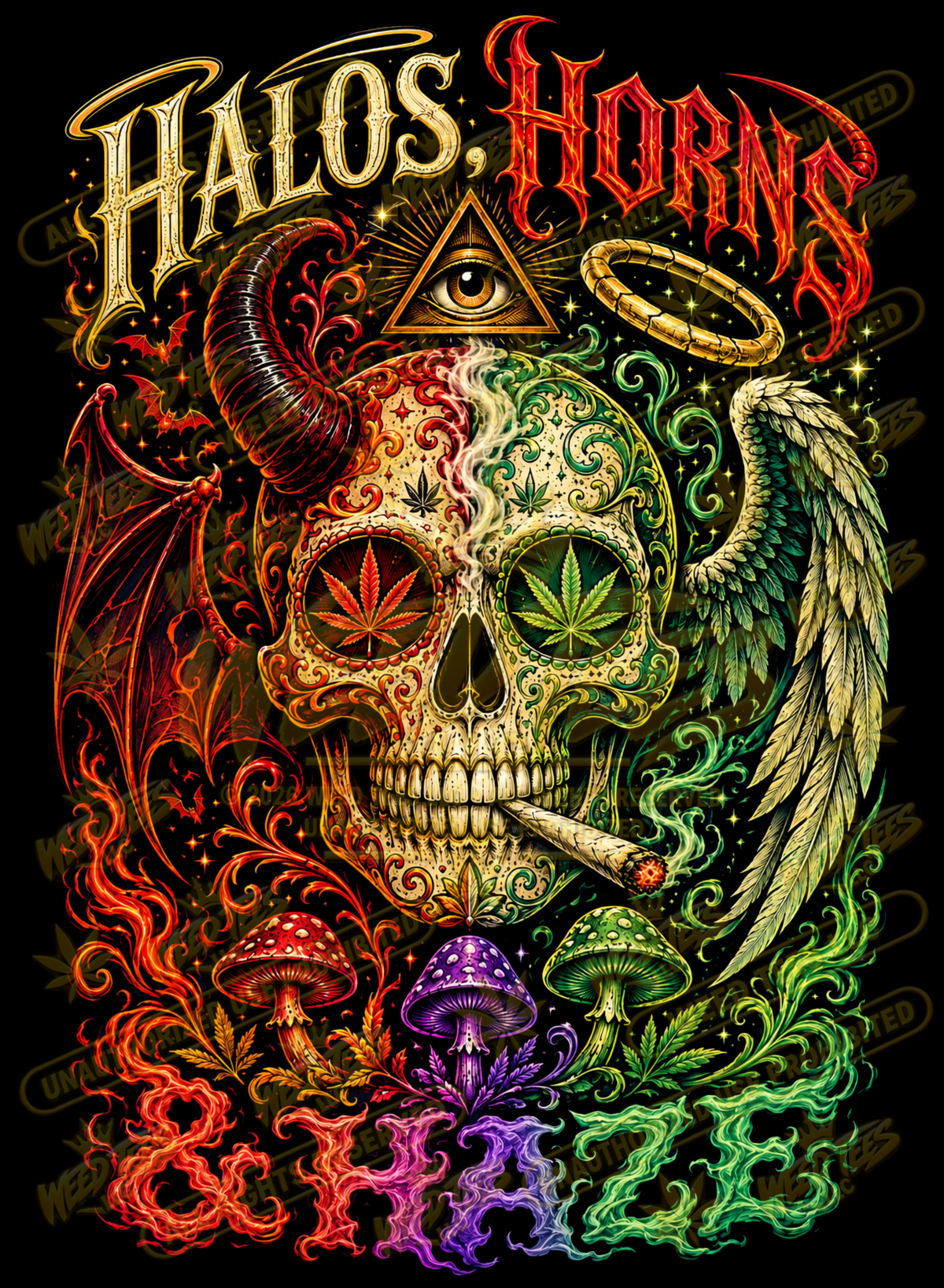 Halos, Horns & Haze – Classic Unisex Pullover Hoodie