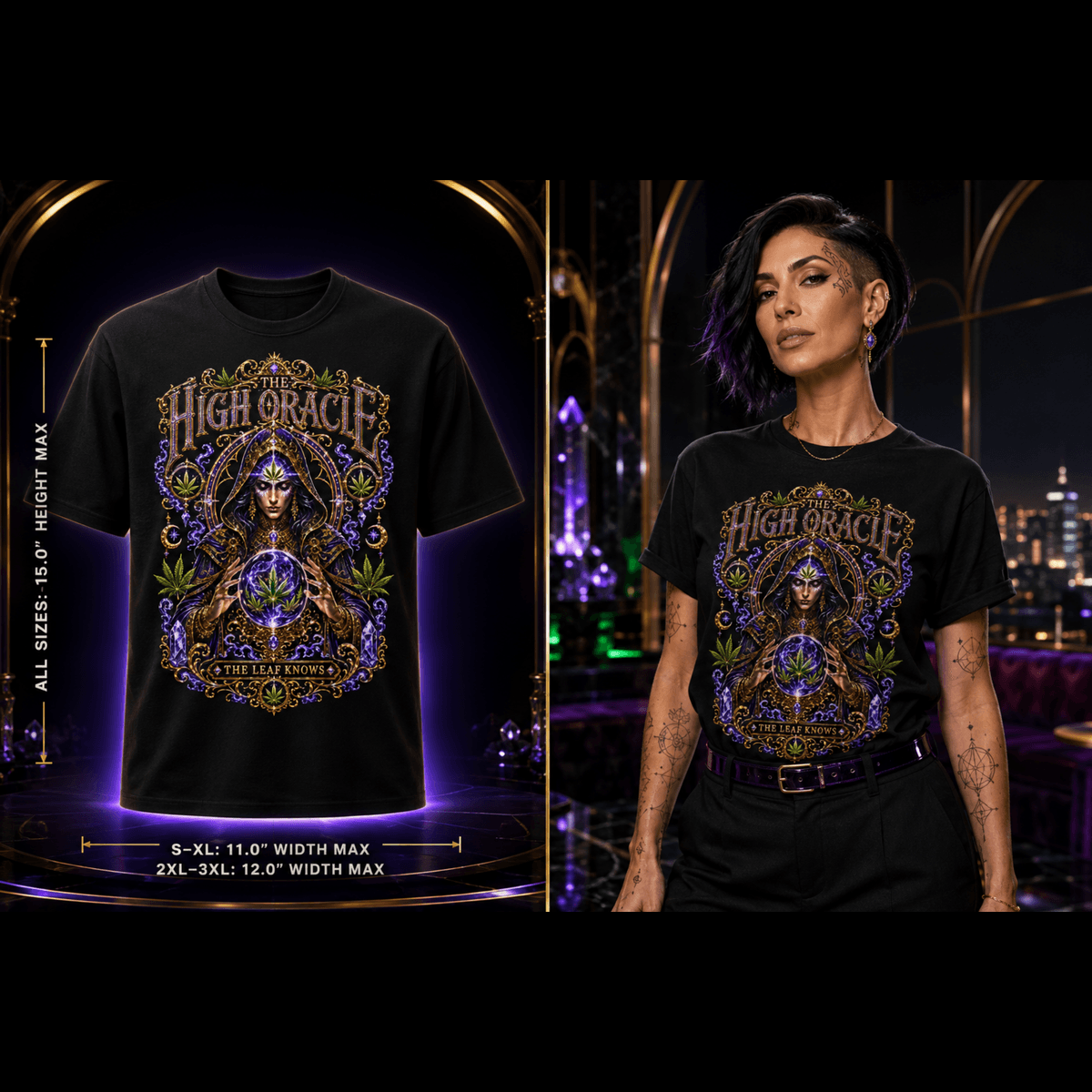 The High Oracle – The Leaf Knows Cannabis Graphic Tee