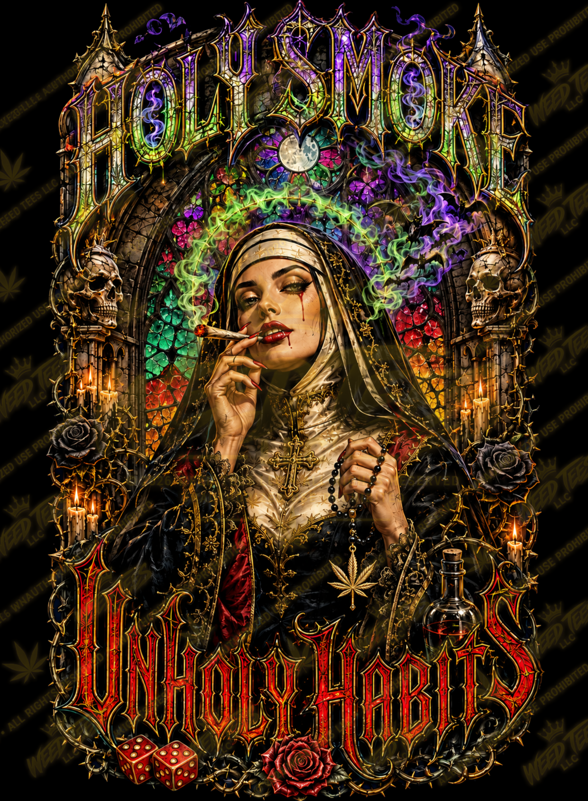 Holy Smoke, Unholy Habits | Halloween Stoner T-Shirt