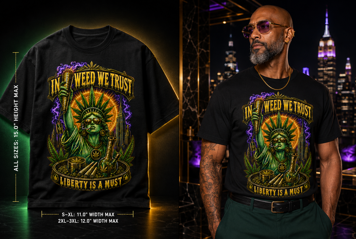 In Weed We Trust – Liberty Is a Must Cannabis Joint Version Graphic Tee