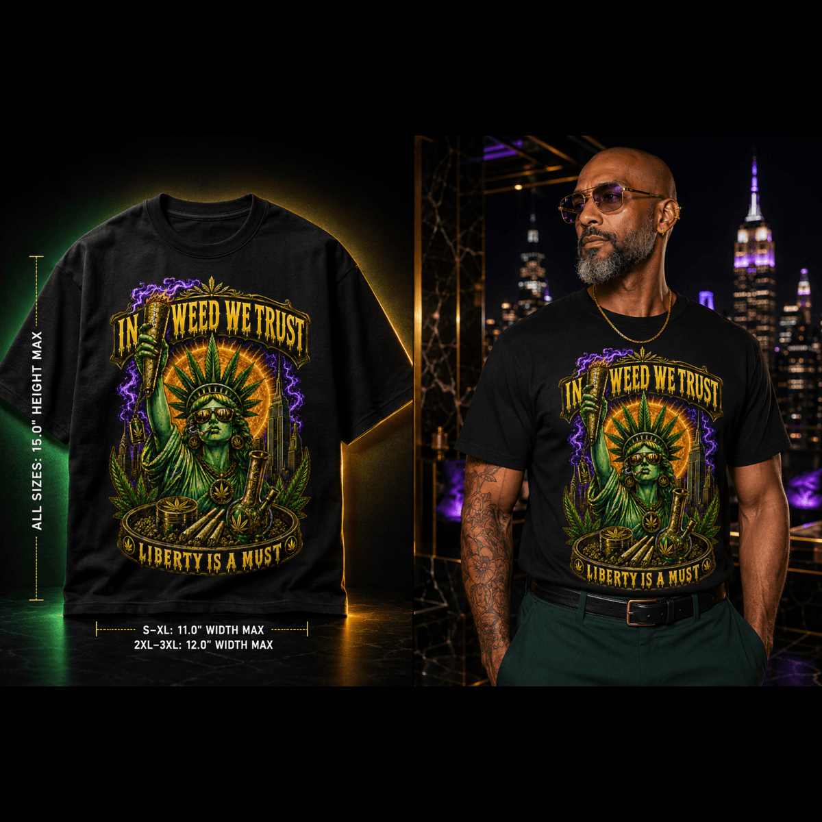 In Weed We Trust – Liberty Is a Must Cannabis Joint Version Graphic Tee