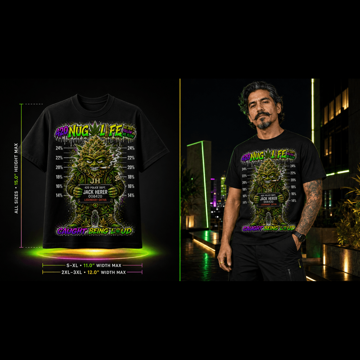 Jack Herer – Caught Being Loud Cannabis Graphic Tee
