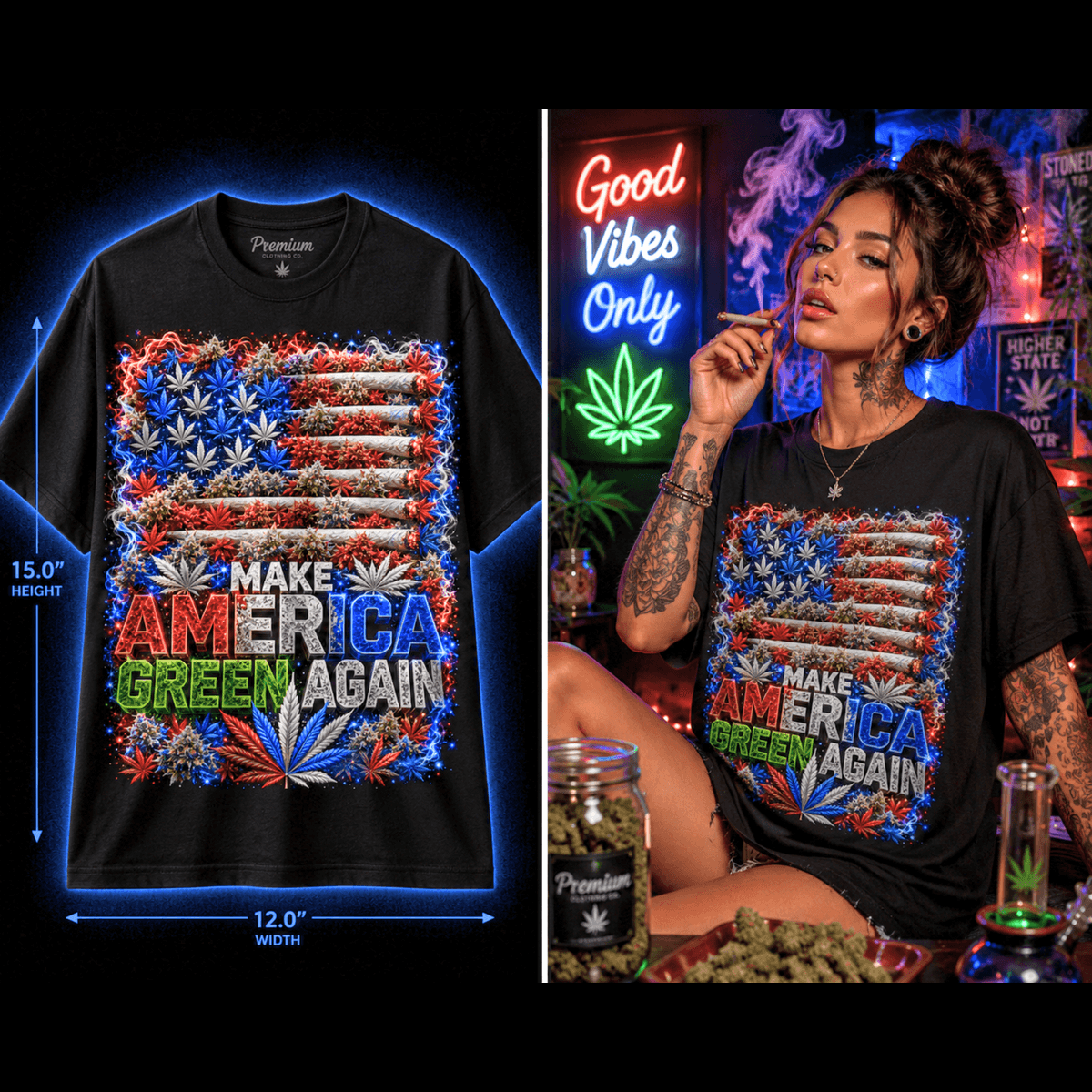 Make America Green Again – Premium Cannabis Graphic Tee