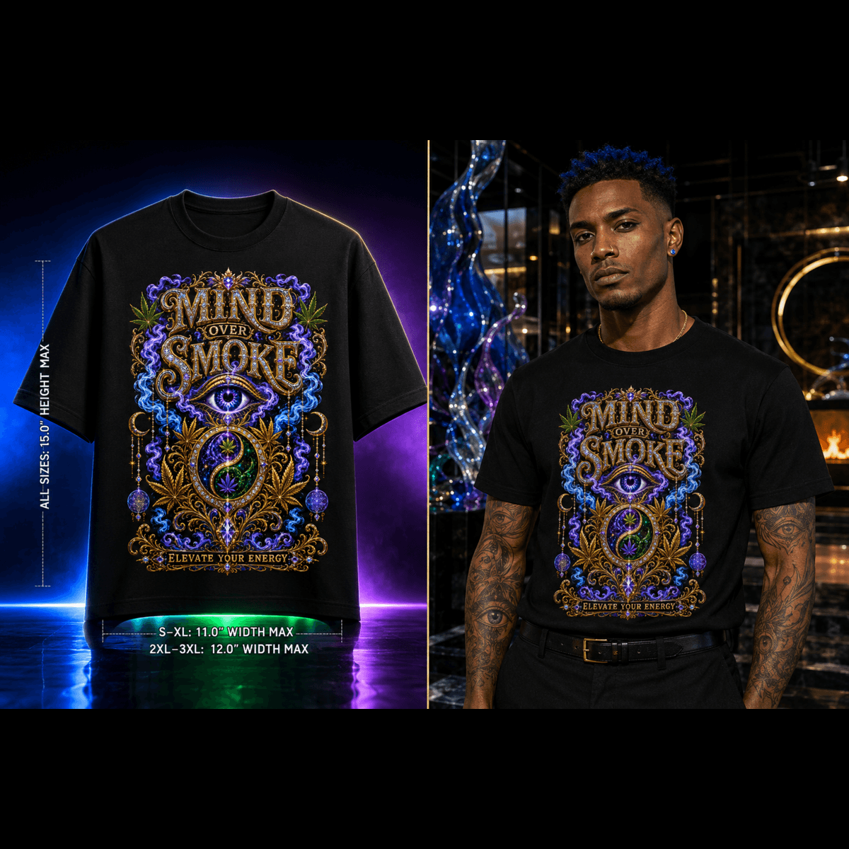 Mind Over Smoke – Elevate Your Energy Cannabis Graphic Tee