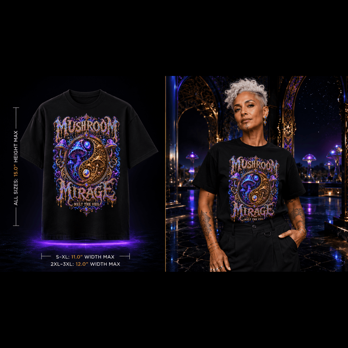 Mushroom Mirage – Melt the Veil Psychedelic Graphic Tee