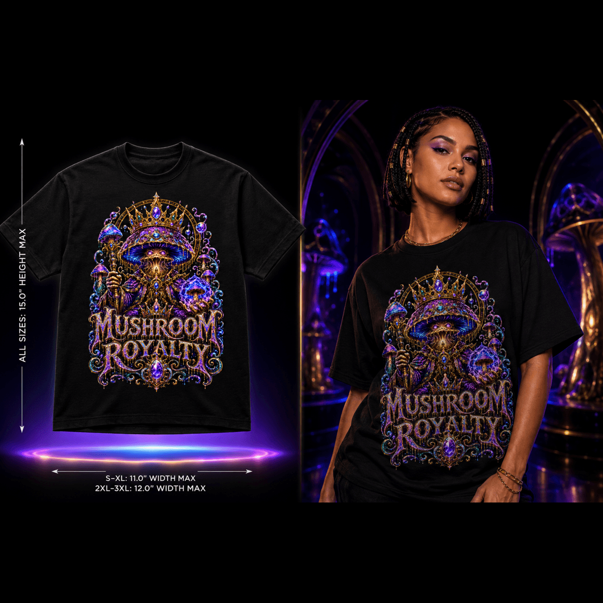 Mushroom Royalty Psychedelic Graphic Tee