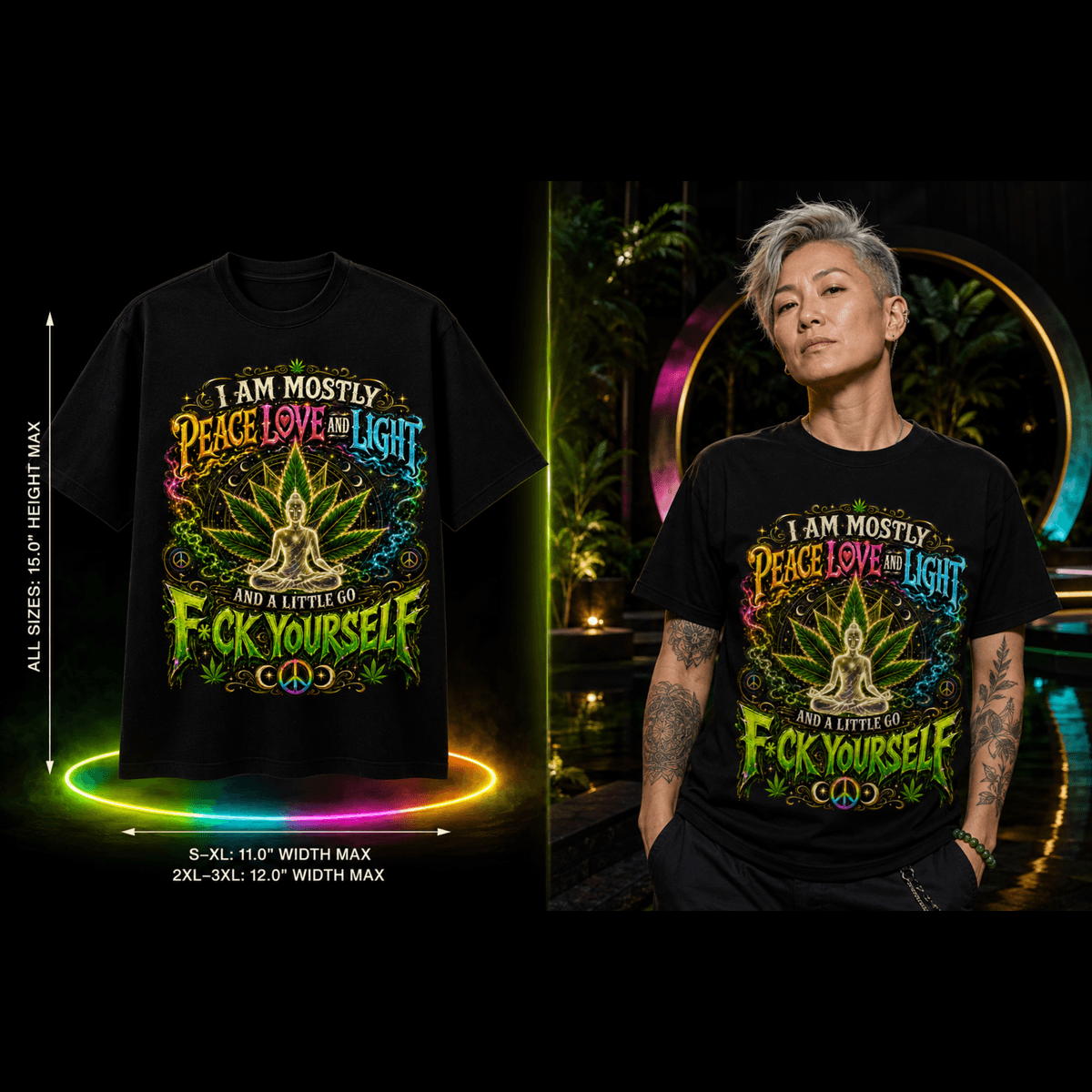Peace Love & Light – A Little Go F*ck Yourself Aura Cannabis Graphic Tee