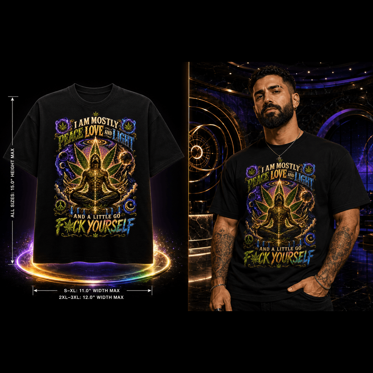 Peace Love & Light – Boundaries & Higher Energy Cannabis Graphic Tee
