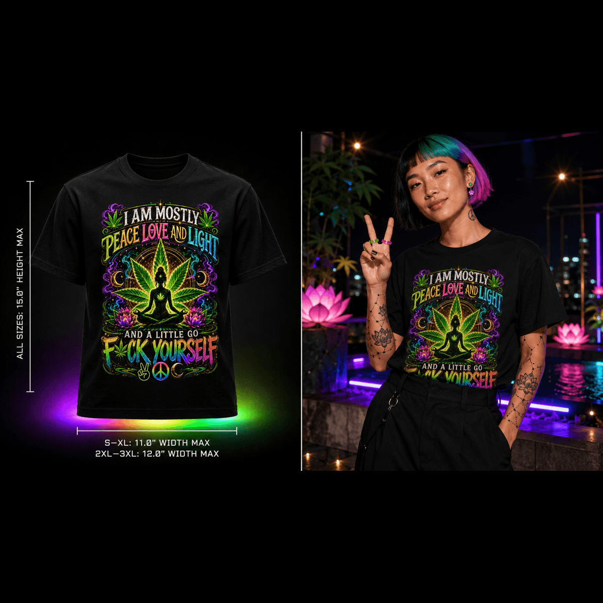 Peace Love & Light – A Little Go F*ck Yourself V2 Cannabis Graphic Tee
