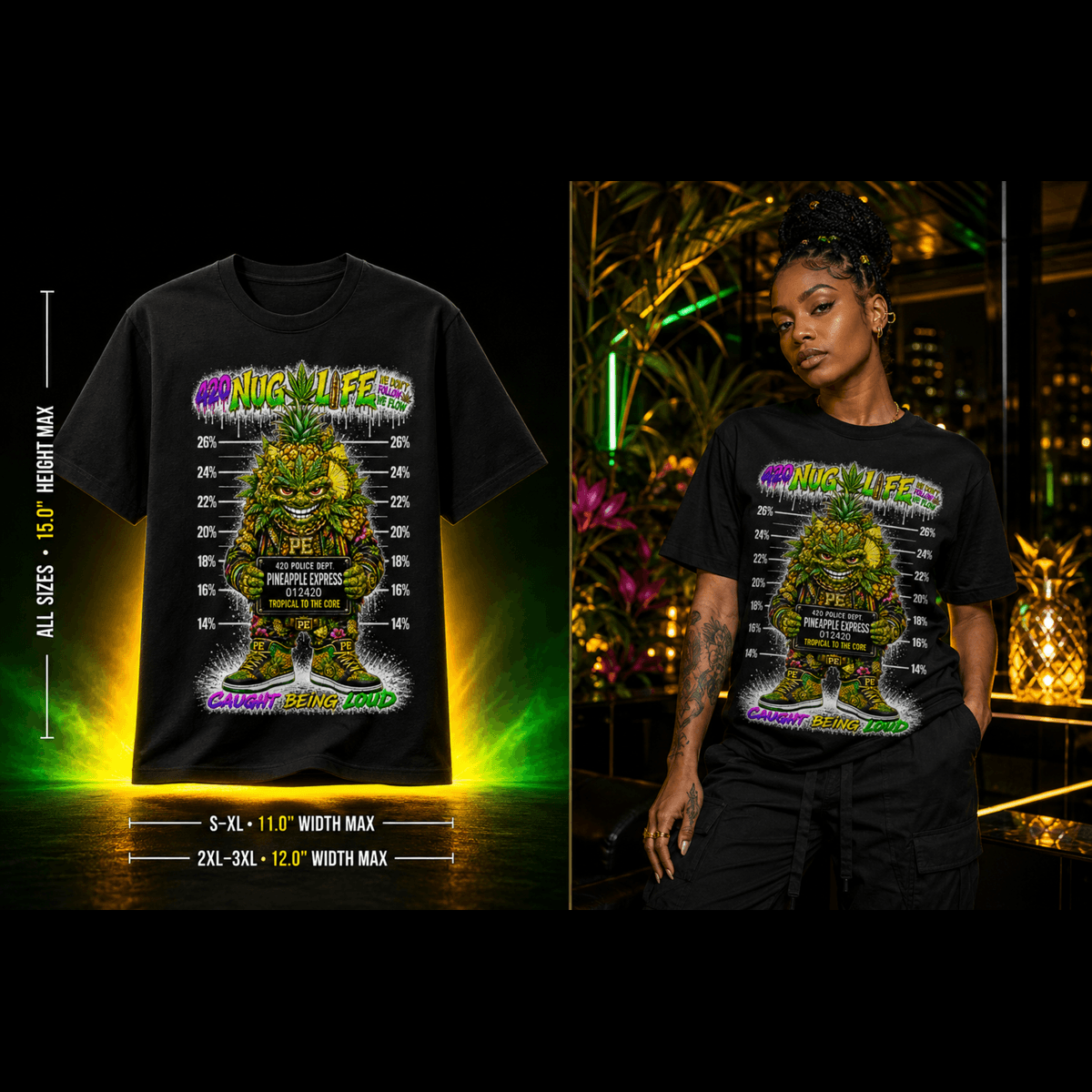 Pineapple Express – Caught Being Loud Cannabis Graphic Tee