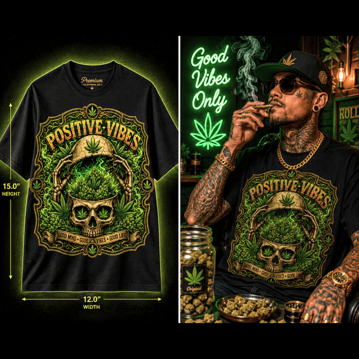 Positive Vibes – Premium Cannabis Graphic Tee