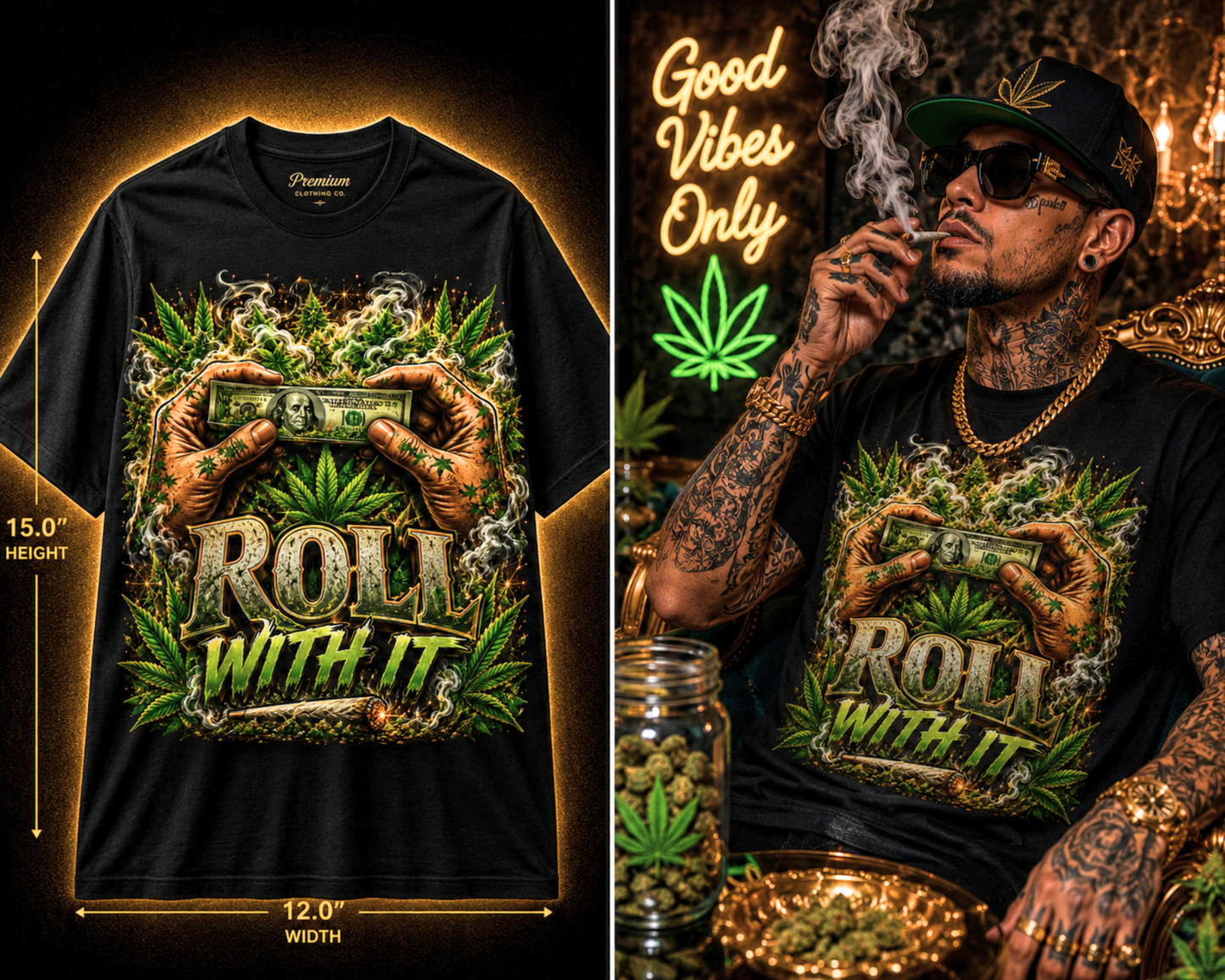 Roll With It – Premium Cannabis Graphic Tee