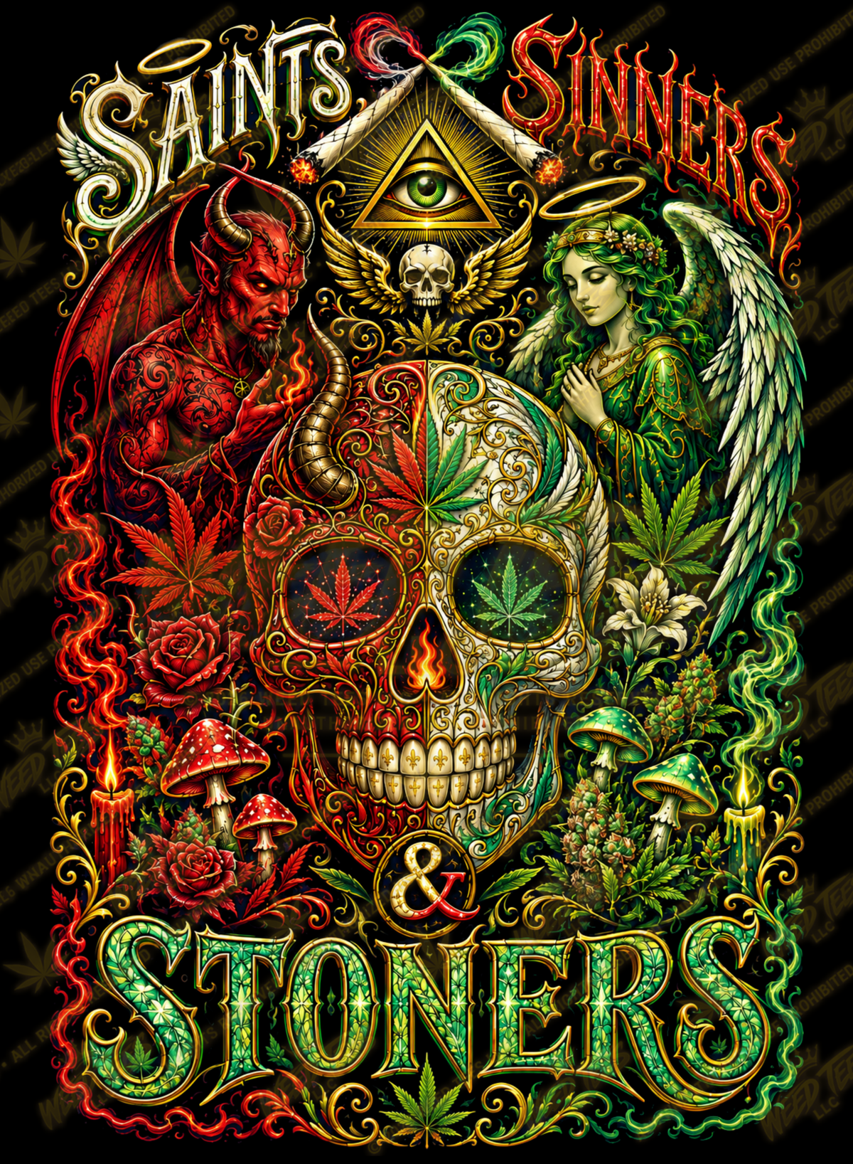 Saints, Sinners & Stoners | Halloween Stoner T-Shirt