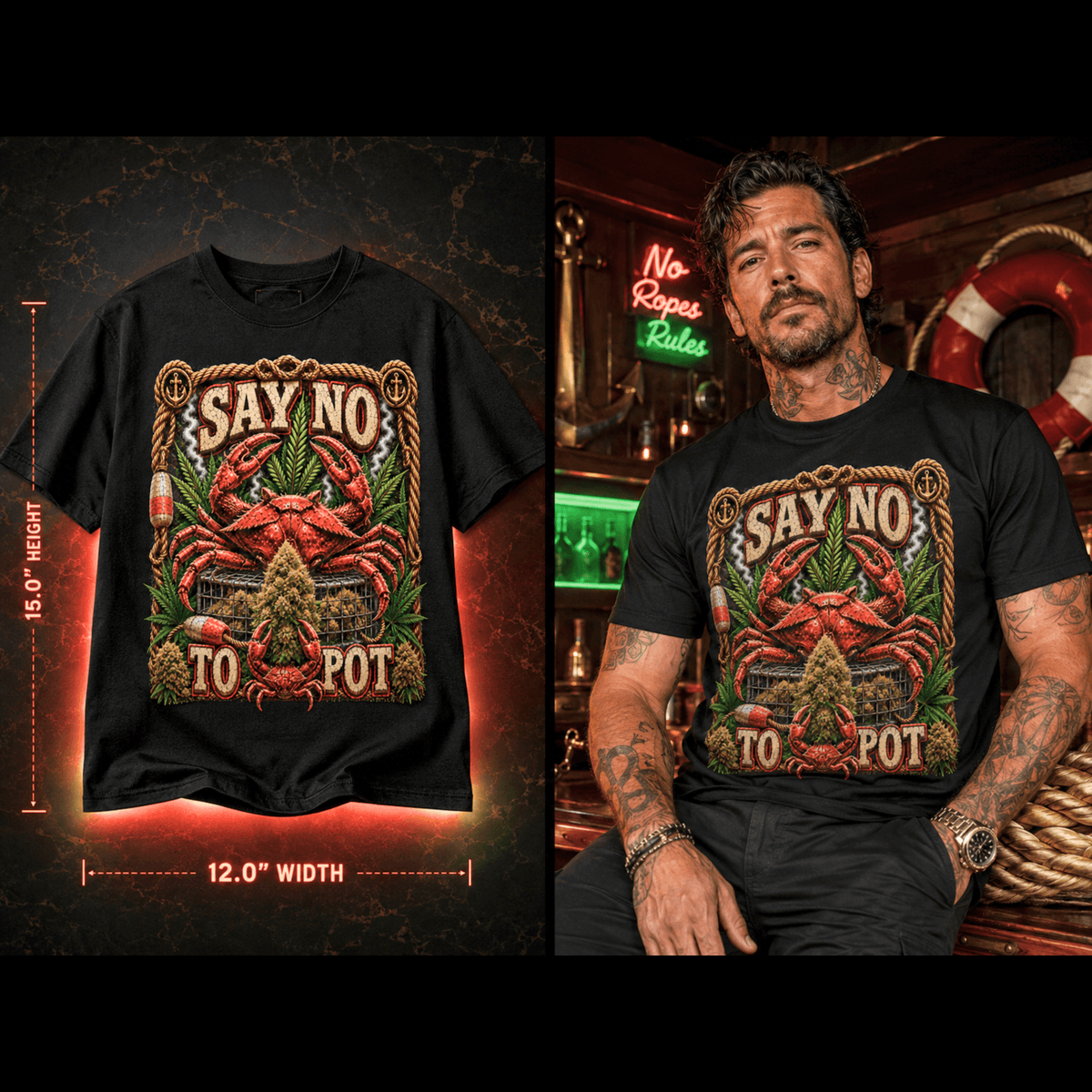 Say No To Pot – Premium Crab & Cannabis Graphic Tee