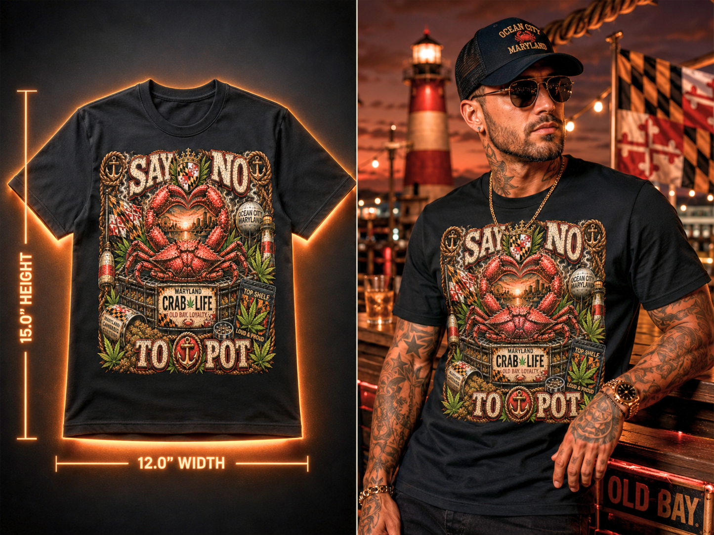 Say No To Pot – Premium Ocean City Crab Life Graphic Tee
