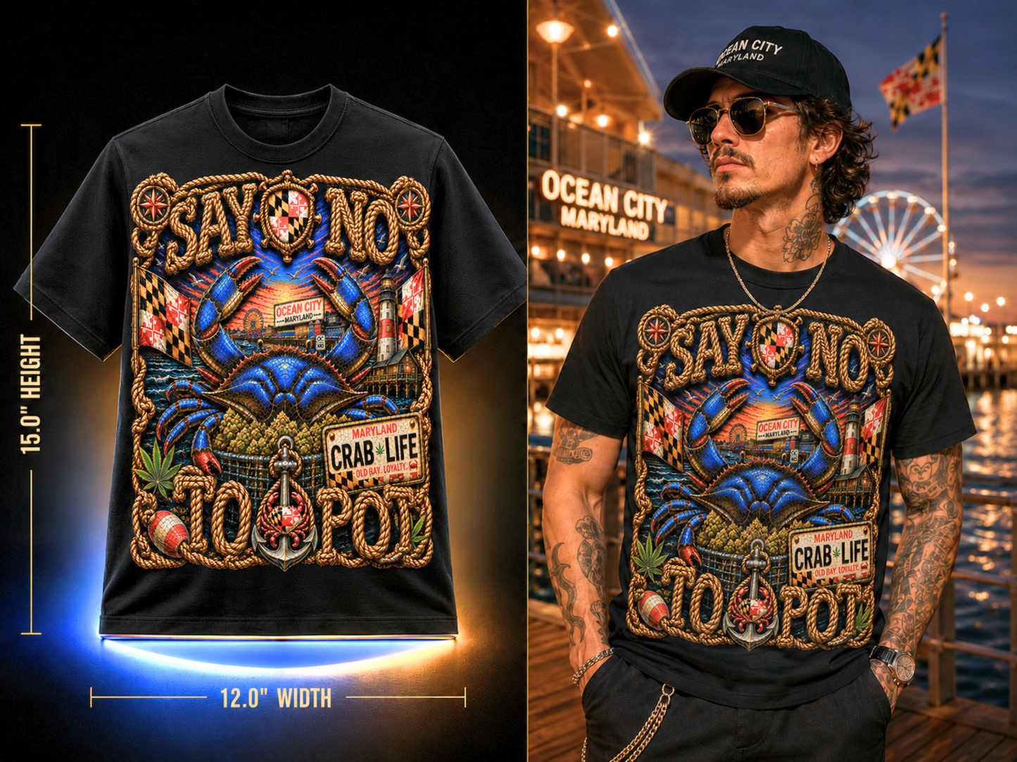 Say No To Pot – Premium Maryland Crab Life Graphic Tee