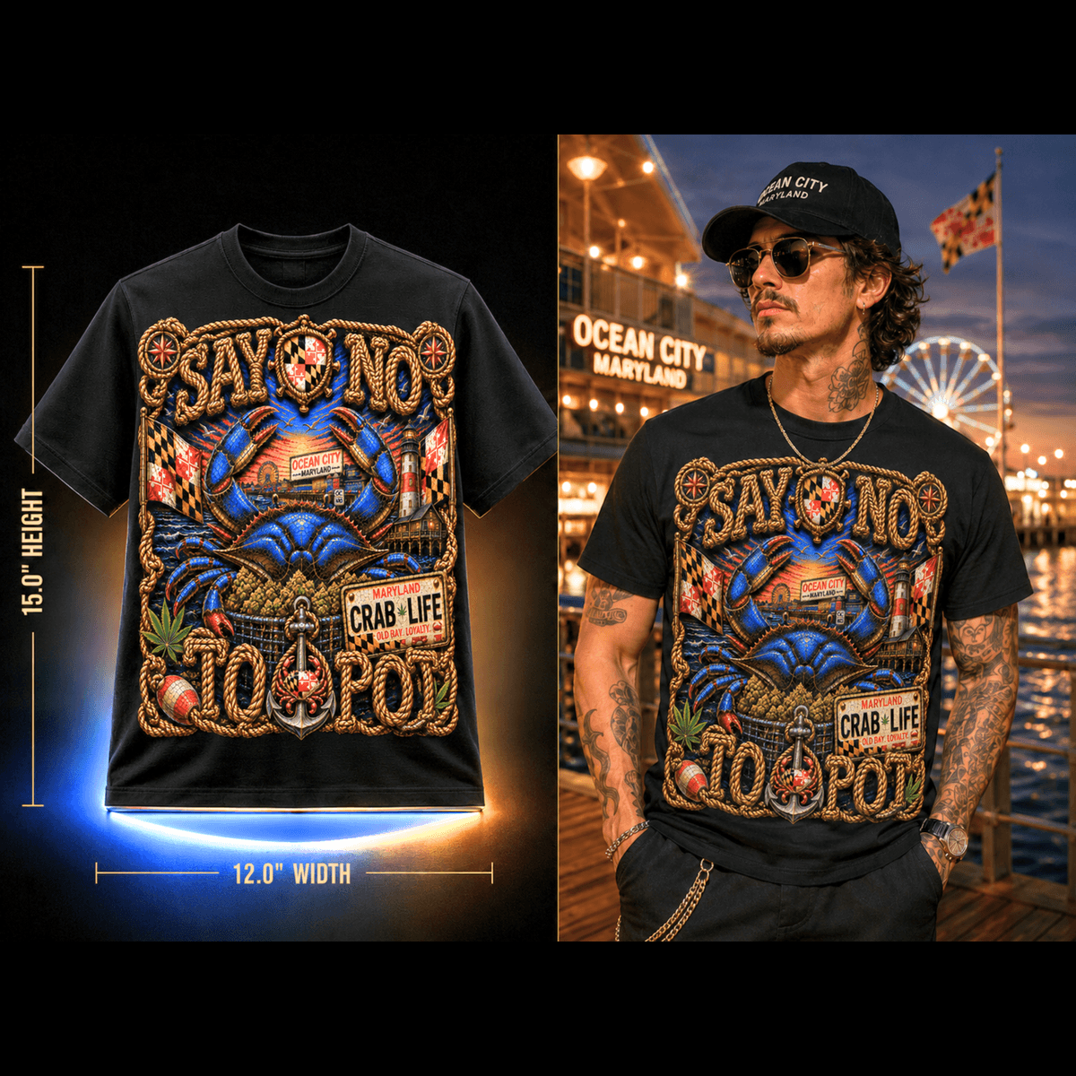 Say No To Pot – Premium Maryland Crab Life Graphic Tee