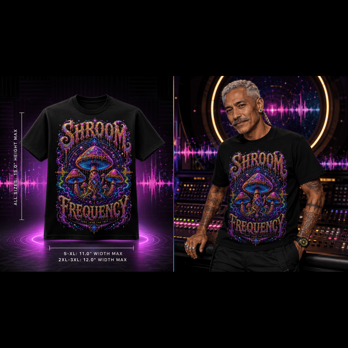 Shroom Frequency – Tune Into the Trip Psychedelic Graphic Tee
