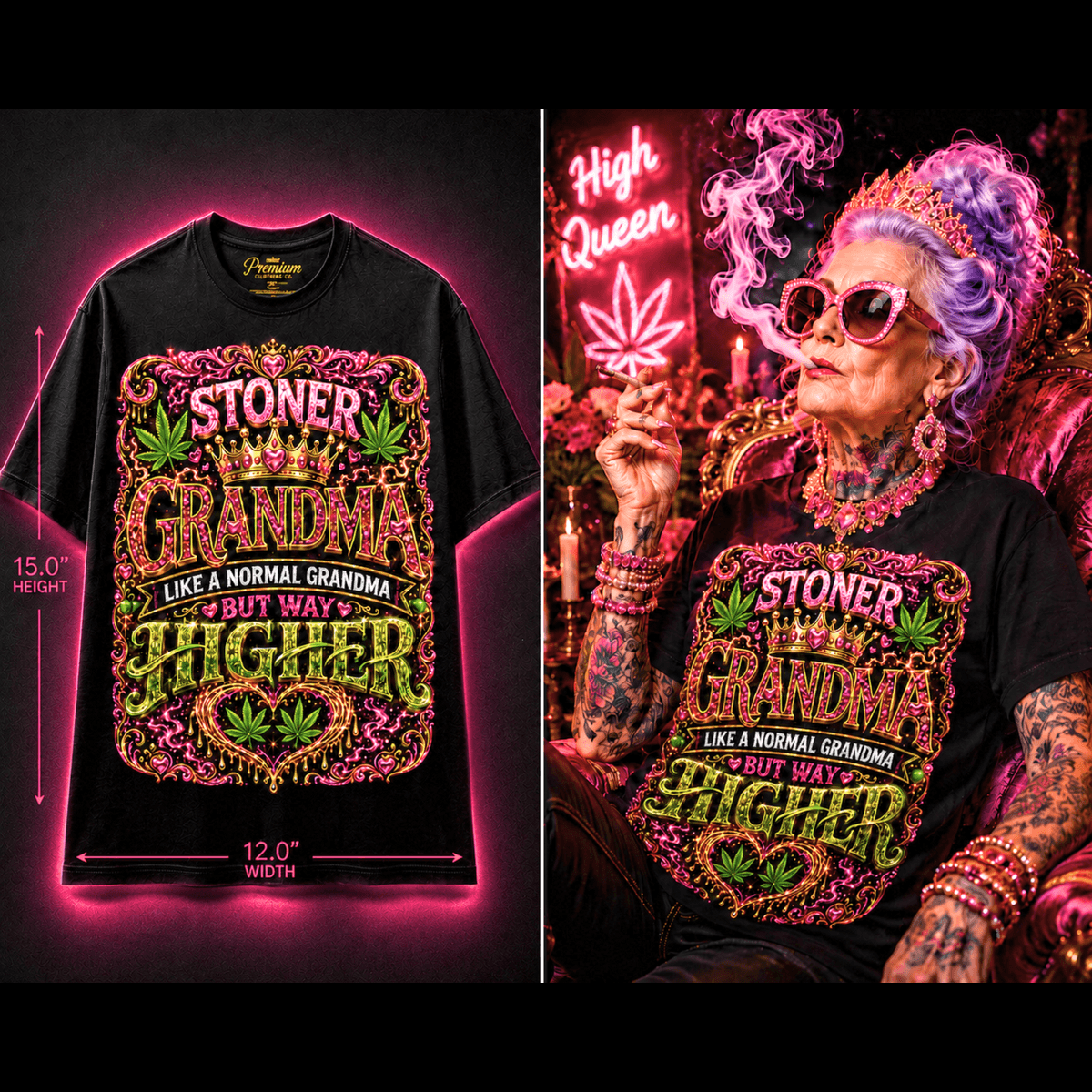 Stoner Grandma – Premium Cannabis Graphic Tee
