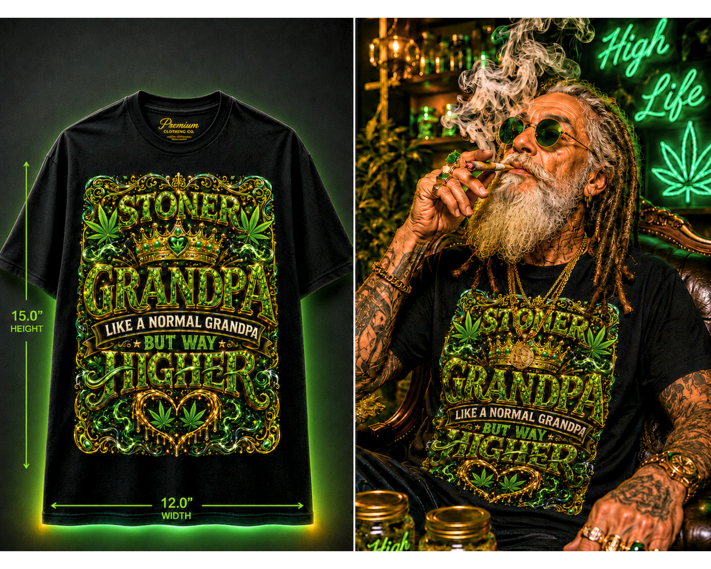 Stoner Grandpa – Premium Cannabis Graphic Tee