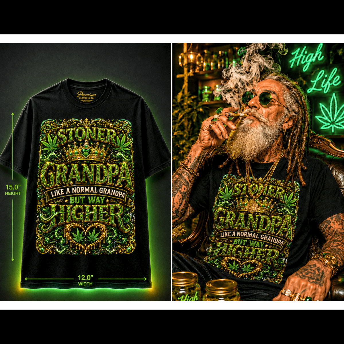 Stoner Grandpa – Premium Cannabis Graphic Tee