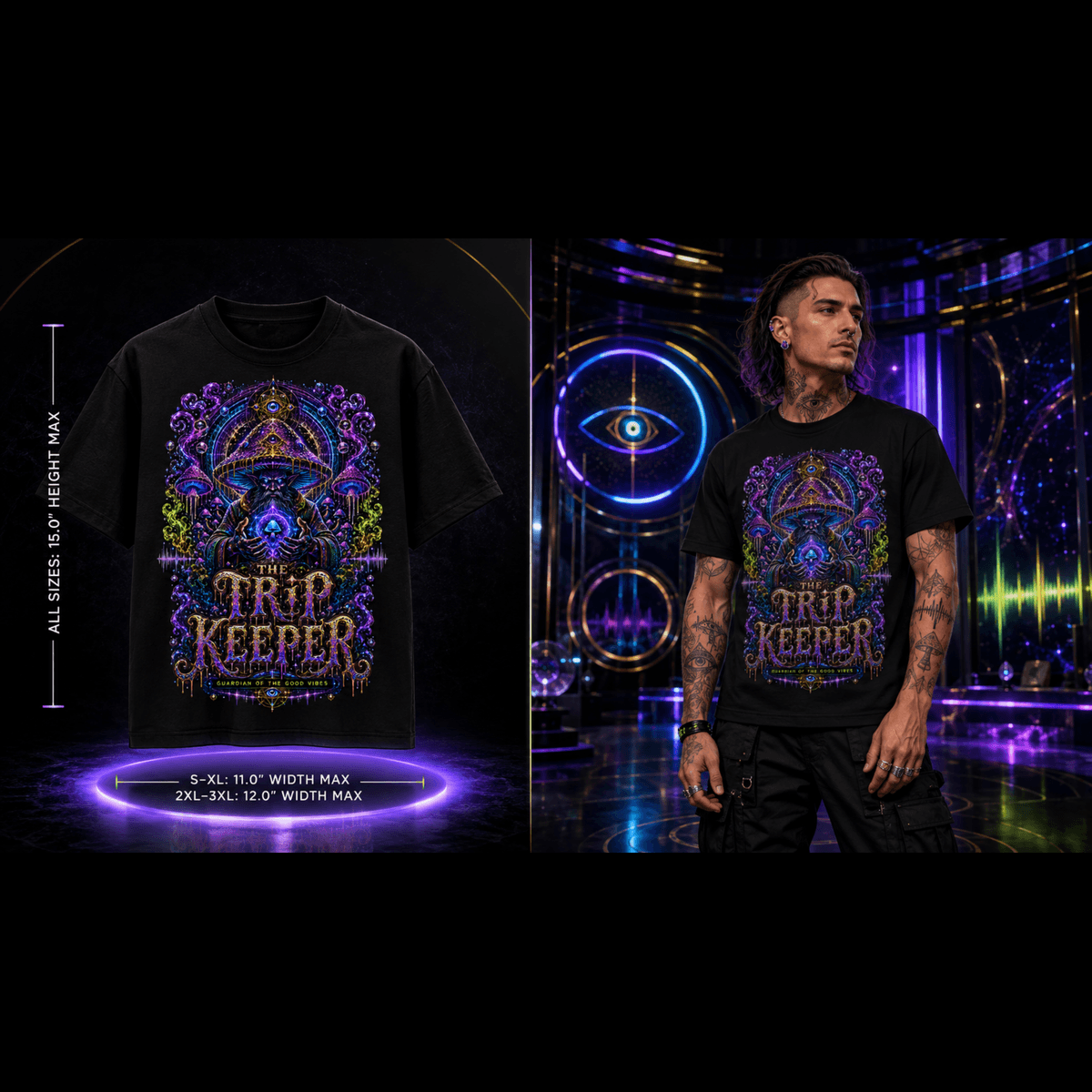 The Trip Keeper – Guardian of the Good Vibes Psychedelic Graphic Tee