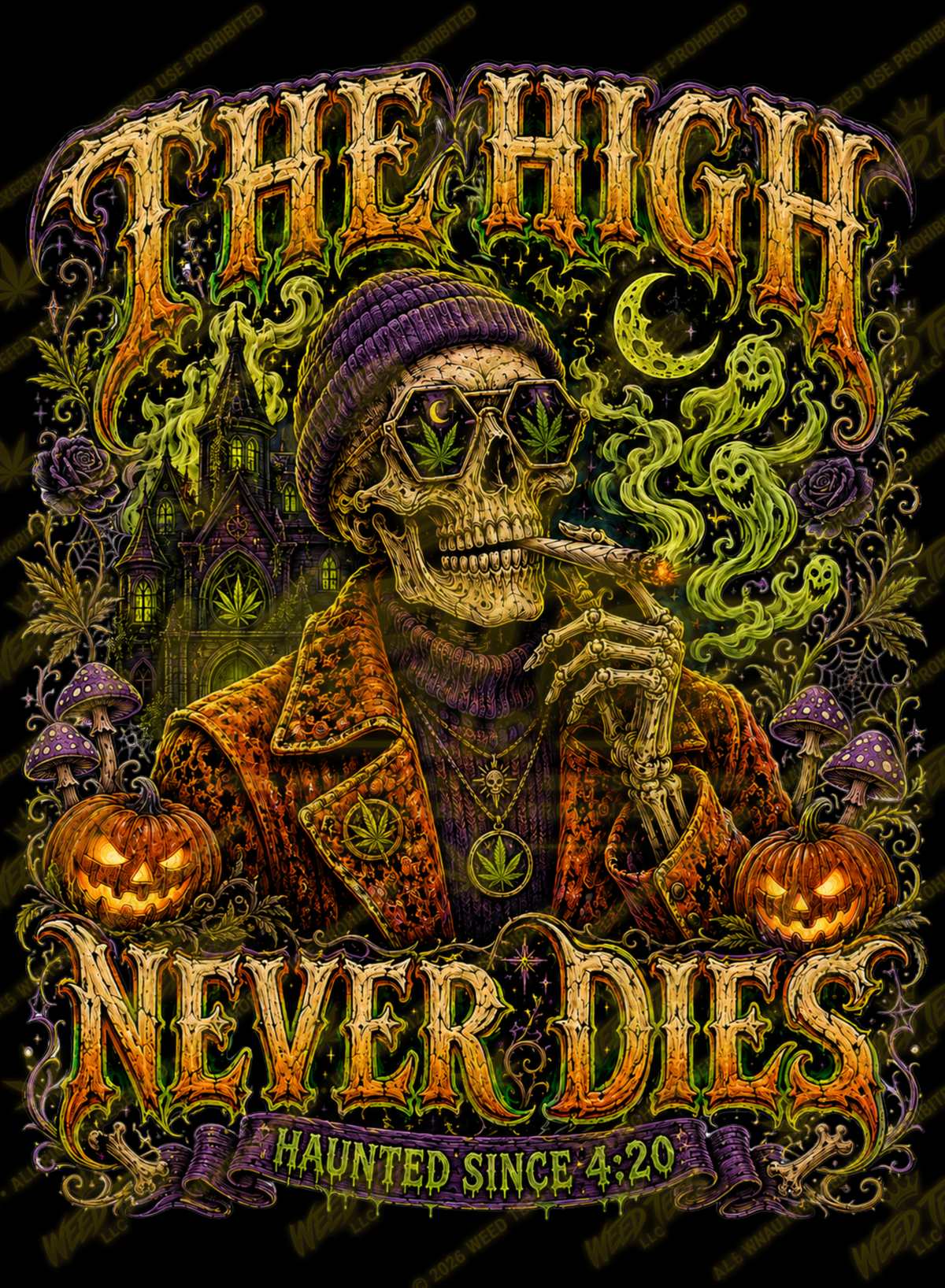 The High Never Dies 70s | Halloween Stoner T-Shirt