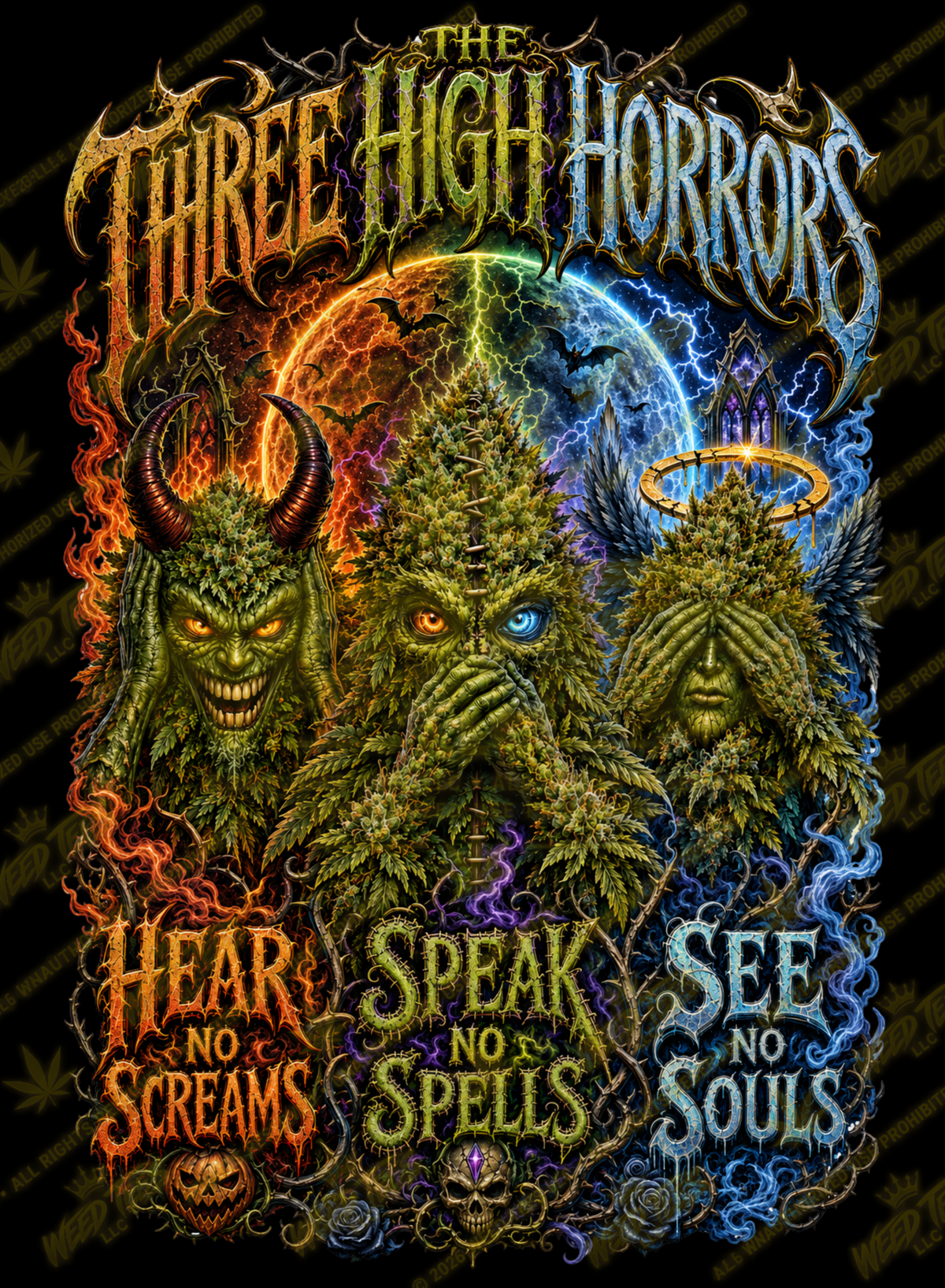 The Three High Horrors | Halloween Stoner T-Shirt