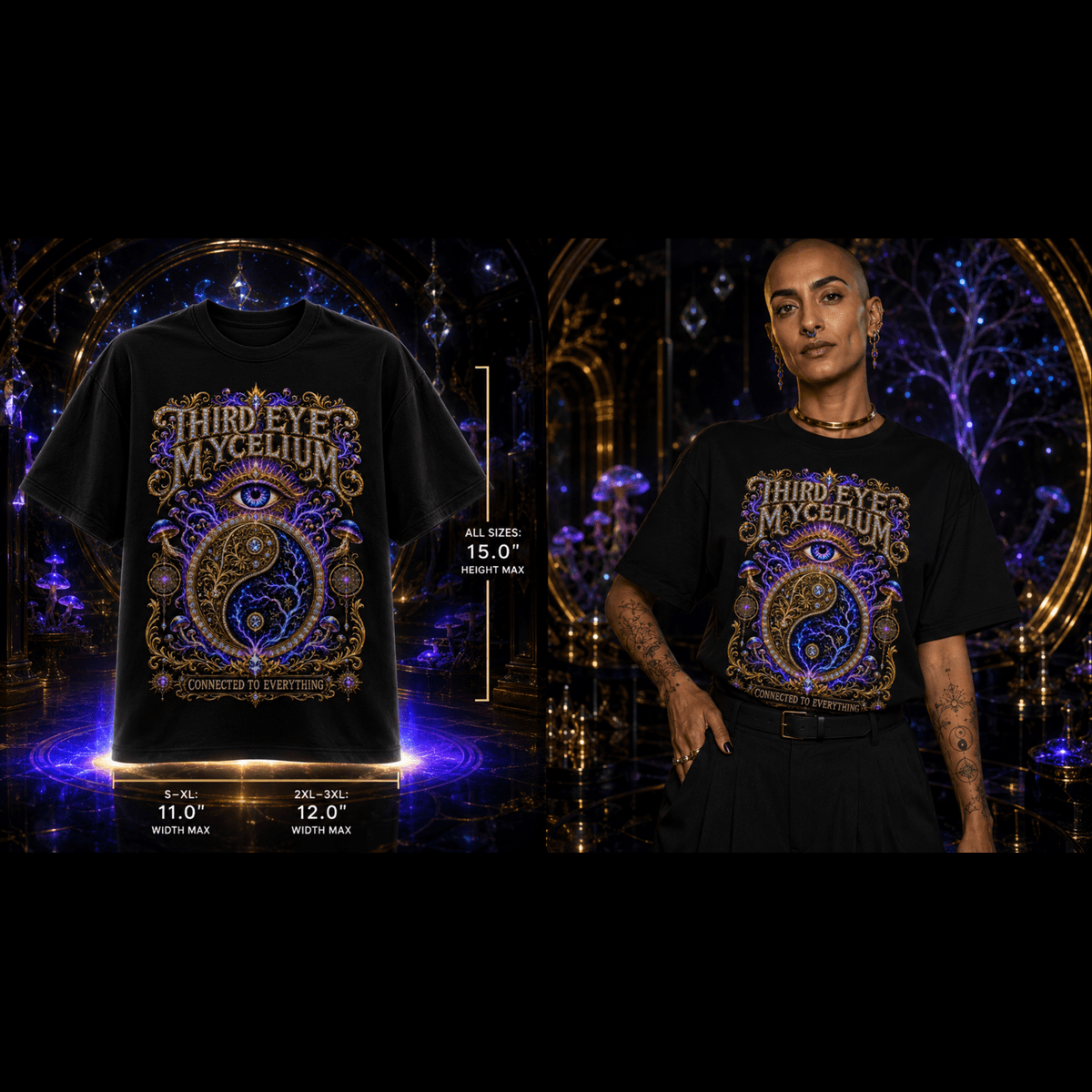 Third Eye Mycelium – Connected to Everything Psychedelic Graphic Tee