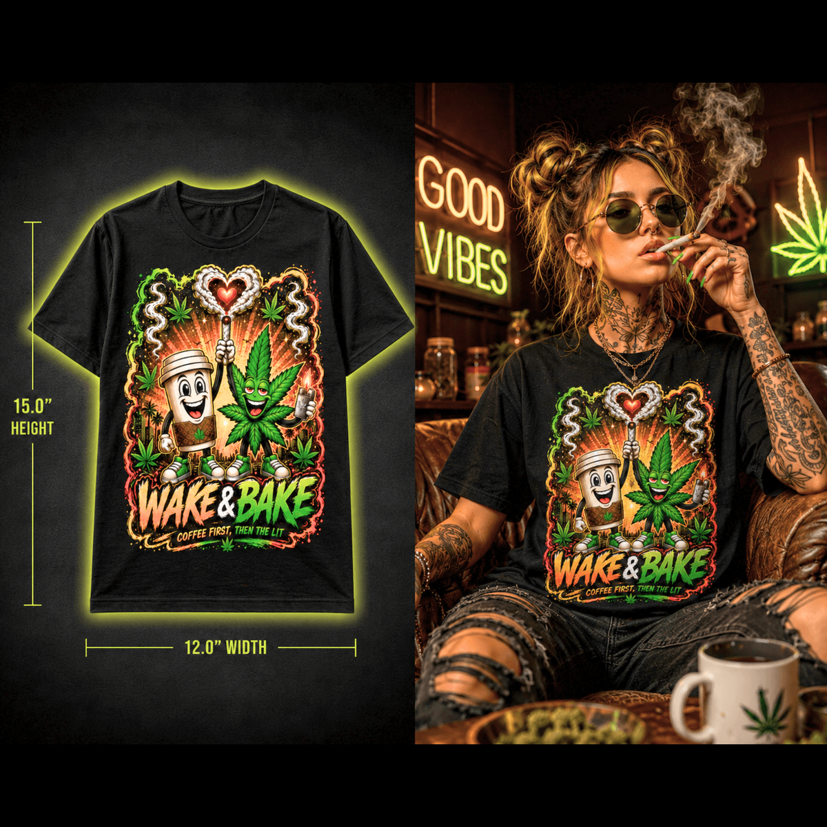 Wake & Bake – Premium Cannabis Graphic Tee