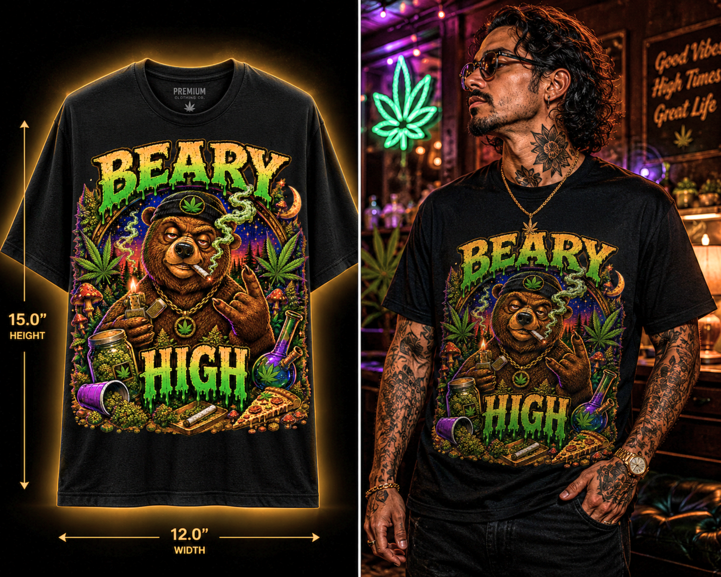 Beary High – Premium Cannabis Graphic Tee