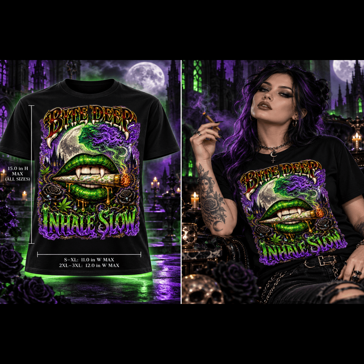 Bite Deep, Inhale Slow | Halloween Stoner T-Shirt