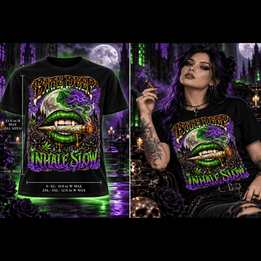 Bite Deep, Inhale Slow | Halloween Stoner T-Shirt