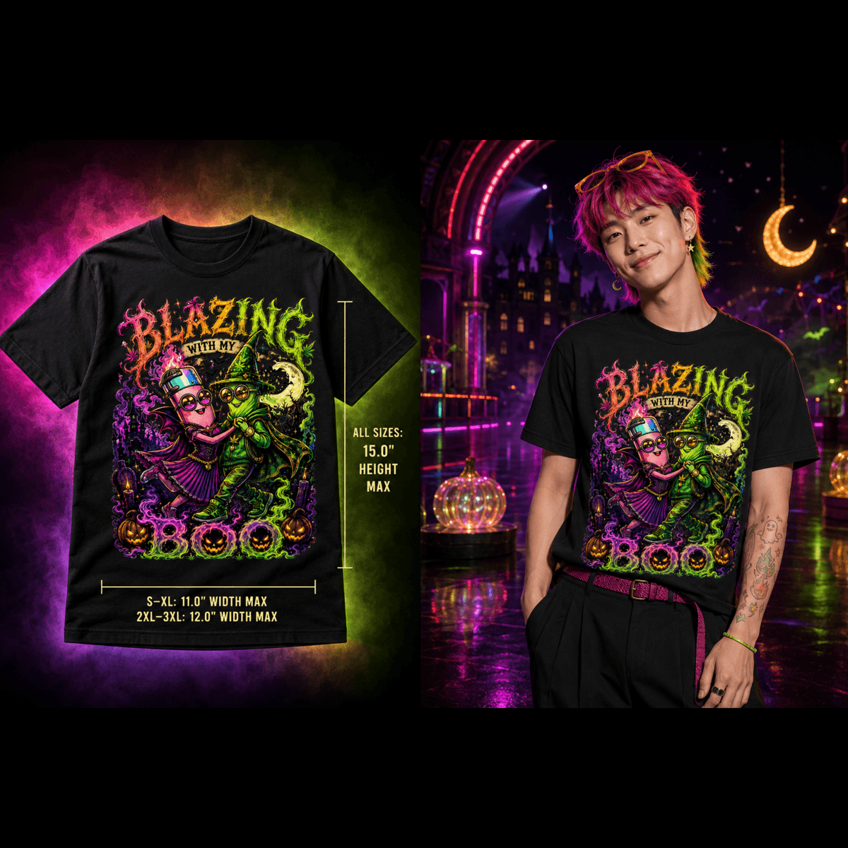 Blazing With My Boo | Halloween Stoner T-Shirt
